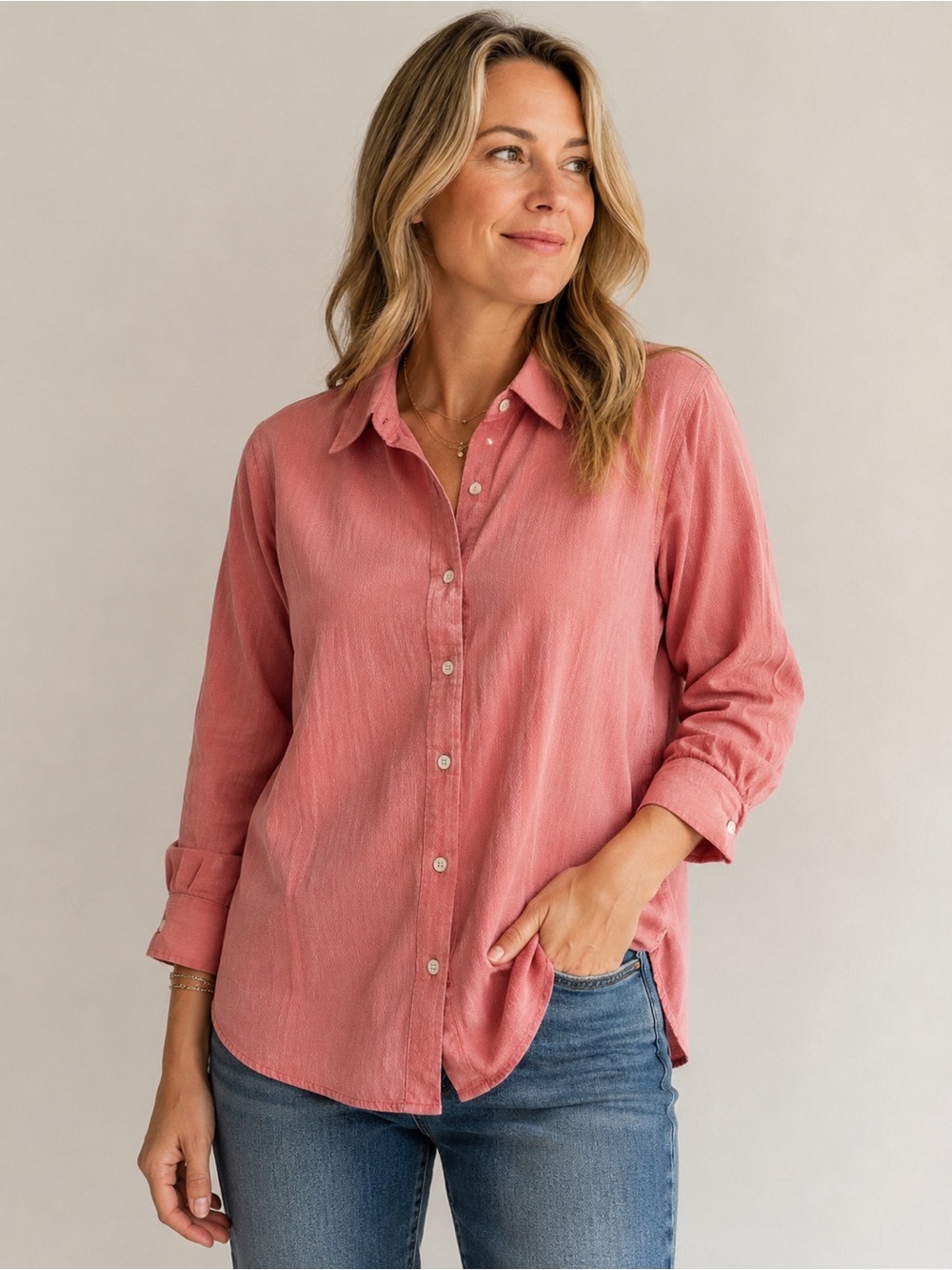 Tommy Bahama 100% Cotton Textured Button-Down Shirt Pink, Size XL